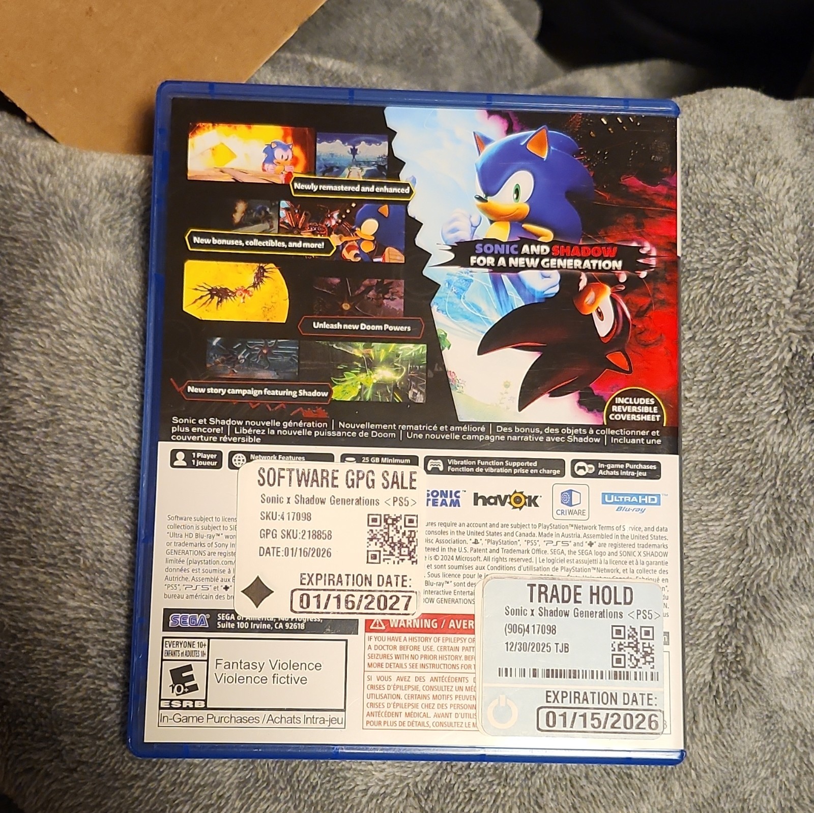 SEGA Sonic X Shadow Generations Day One Edition (Sony PlayStation 5, PS5) E10+