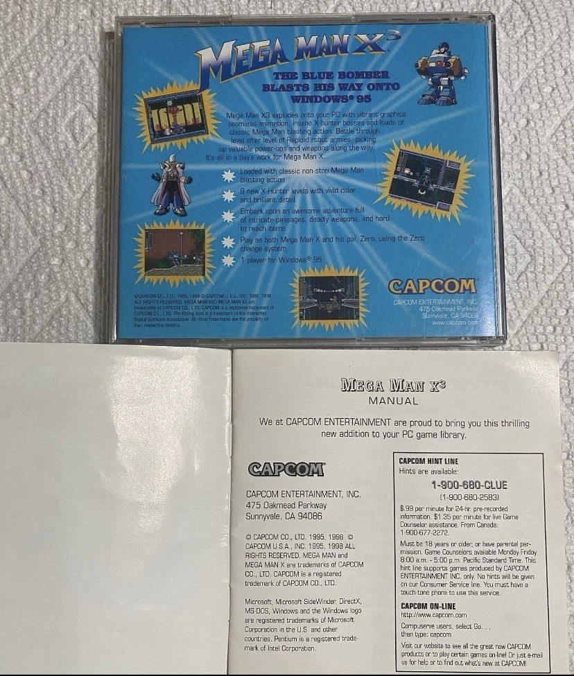Mega Man X3 by Capcom PC Platformer 1998 Manual Included Megaman X Series