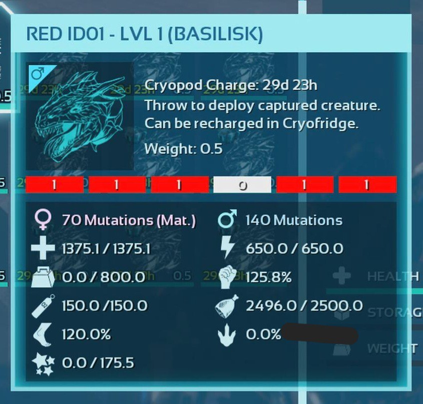 ARK ASCENDED PVE OFFICIAL PAIR CLONED BASÍLISK RED ID01 LEVEL 01 PC/XBOX/PS5
