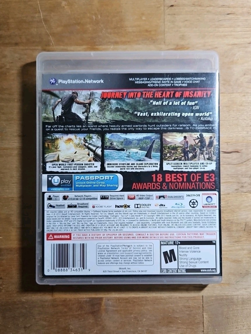 Far Cry 3 Playstation 3 PS3 PREOWNED COMPLETE CIB Tested Free Shipping