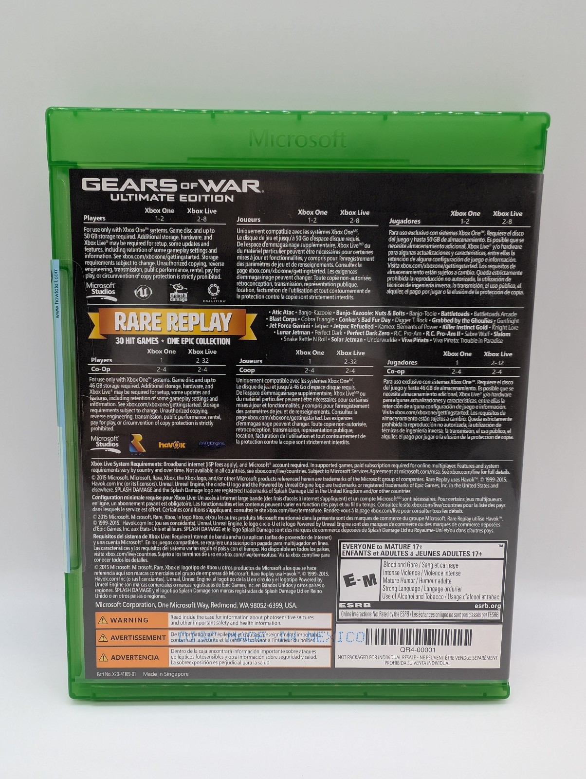Rare Replay/Gears of War Ultimate Edition (Microsoft Xbox One) MINT! MAIL TOMORR