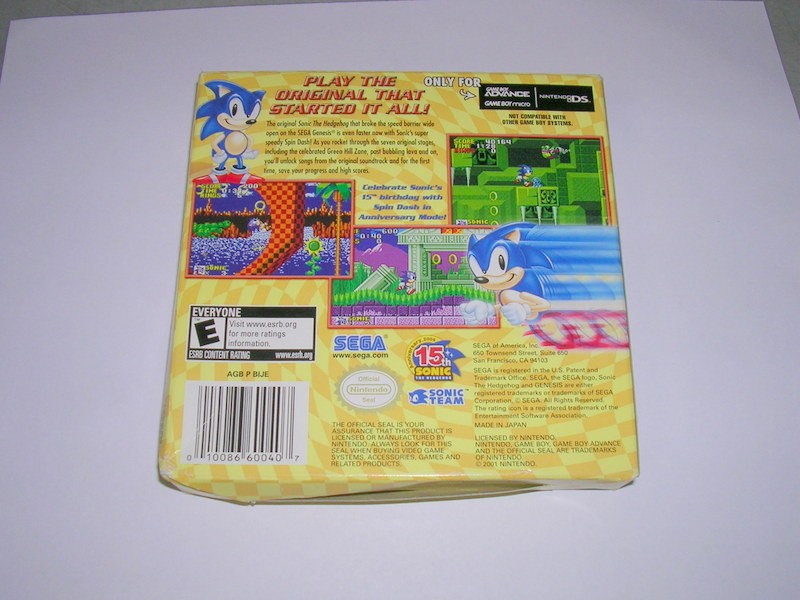 Sonic the Hedgehog Genesis (GBA GameBoy Advance) Original Box, No Game or Manual