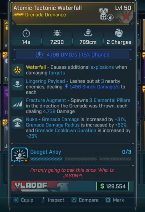 Borderlands 4 | Moxsy God Roll Atomic Tectonic Waterfall Grenade 50 |PC|Xbox|PS|