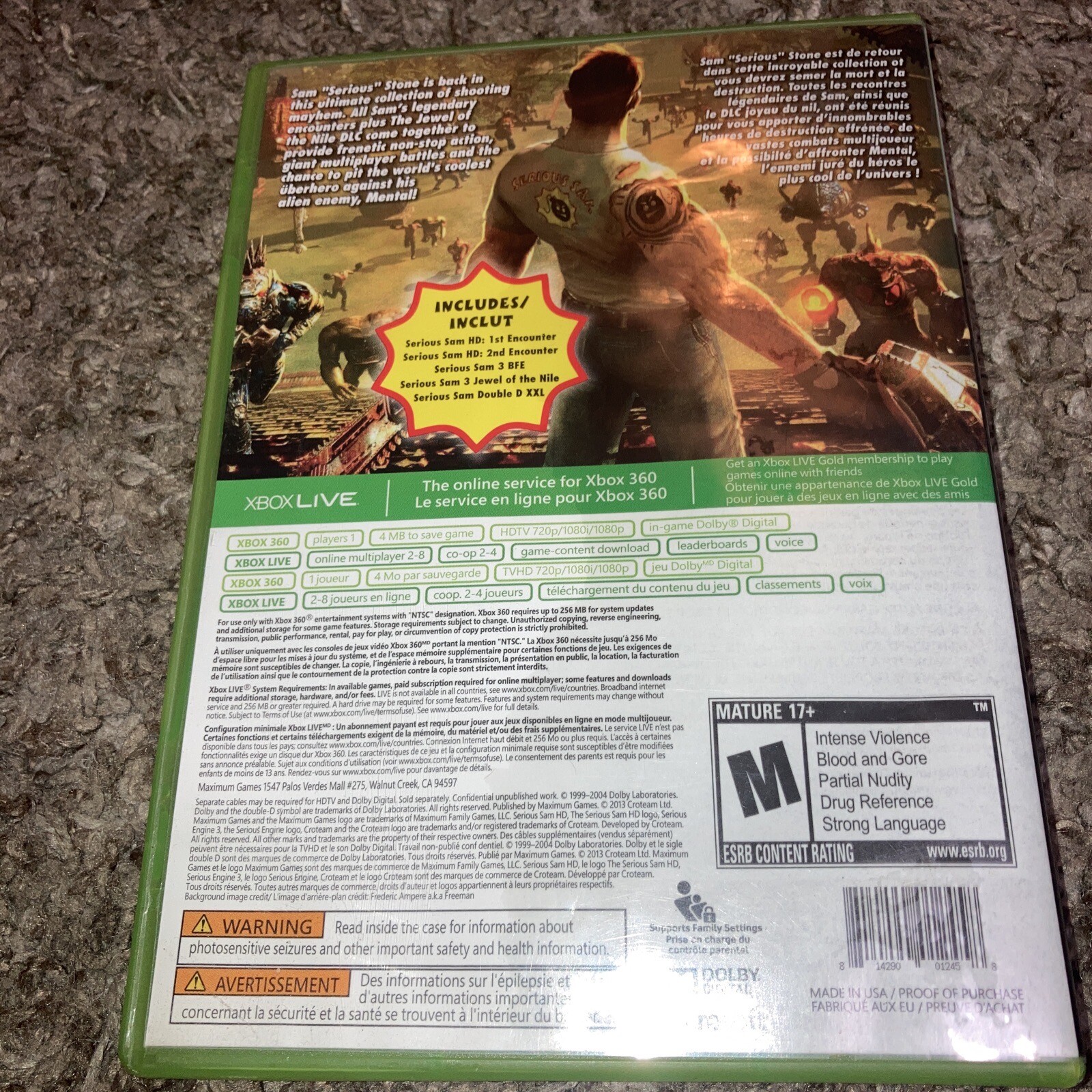 Serious Sam Collection (Microsoft Xbox 360, 2013) Tested And Works
