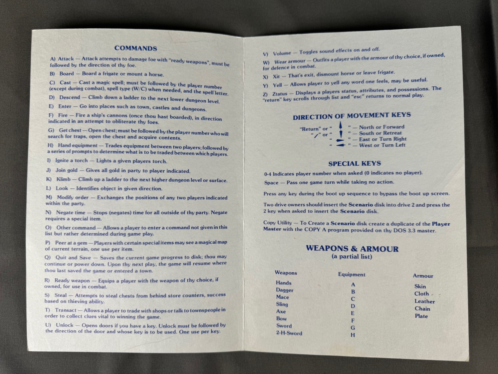 Vintage Apple II RPG Origin Systems Ultima III – Exodus