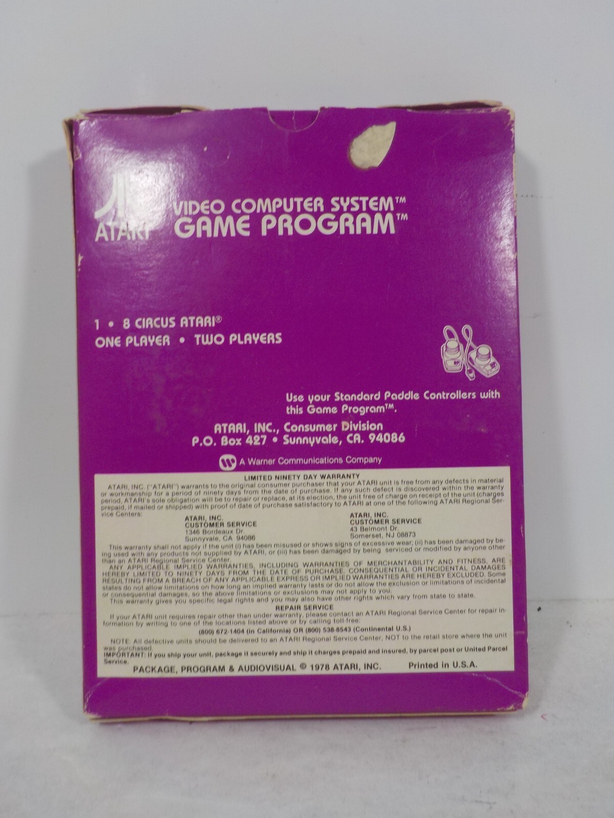 N A129 Circus Atari (Atari 2600) – Box & Manual (Box in Rough Shape)