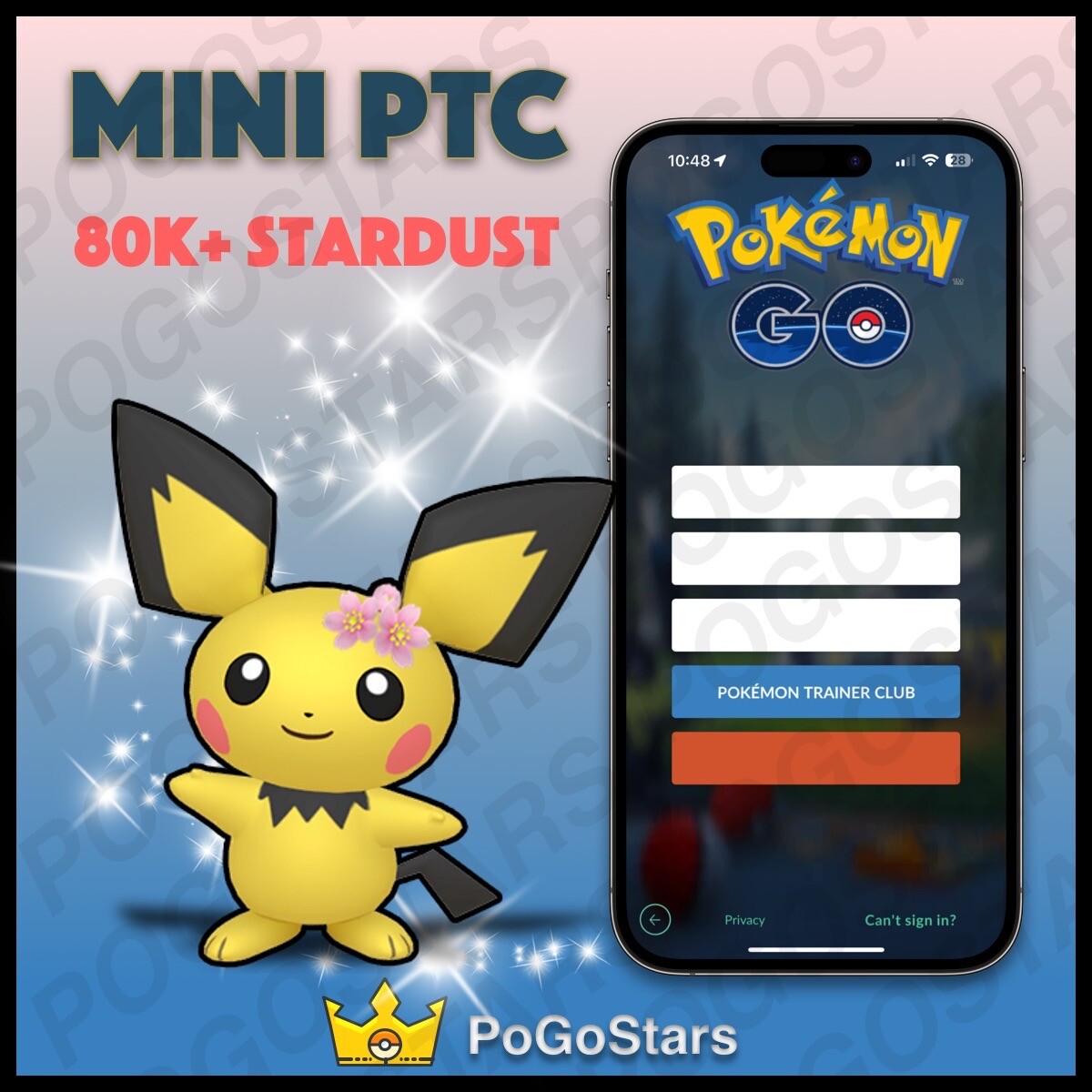 Pokémon PTC Go – Shiny Pichu Cherry Blossoms – 80K Stardust✨Description✨