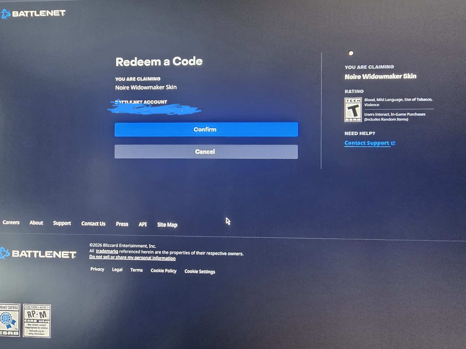 Overwatch Noire Widowmaker Skin Code Unused PC (BATTLE NET)