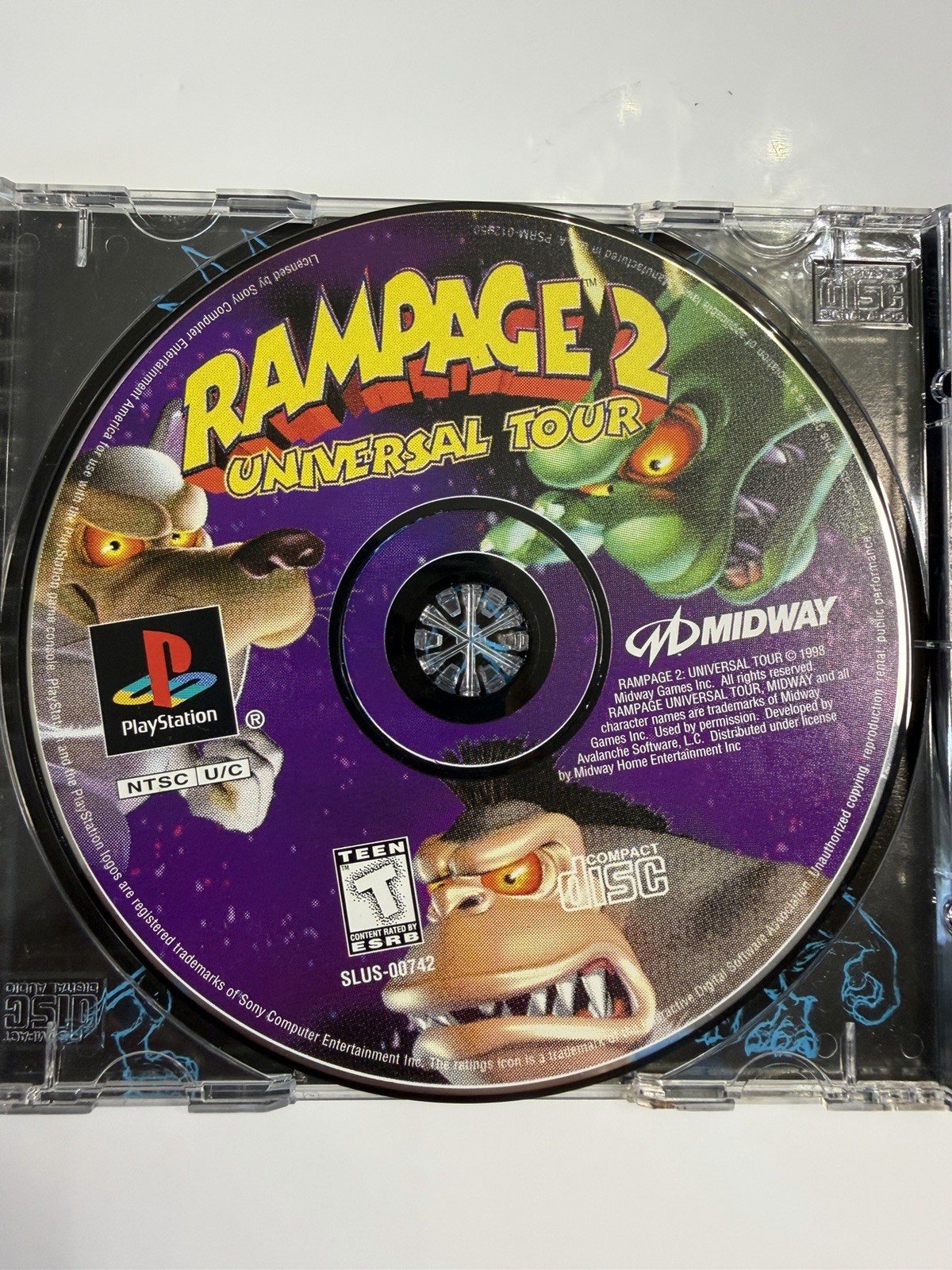 Rampage 2: Universal Tour (Sony PlayStation 1, 1998) PS1 No Manual. Tested.