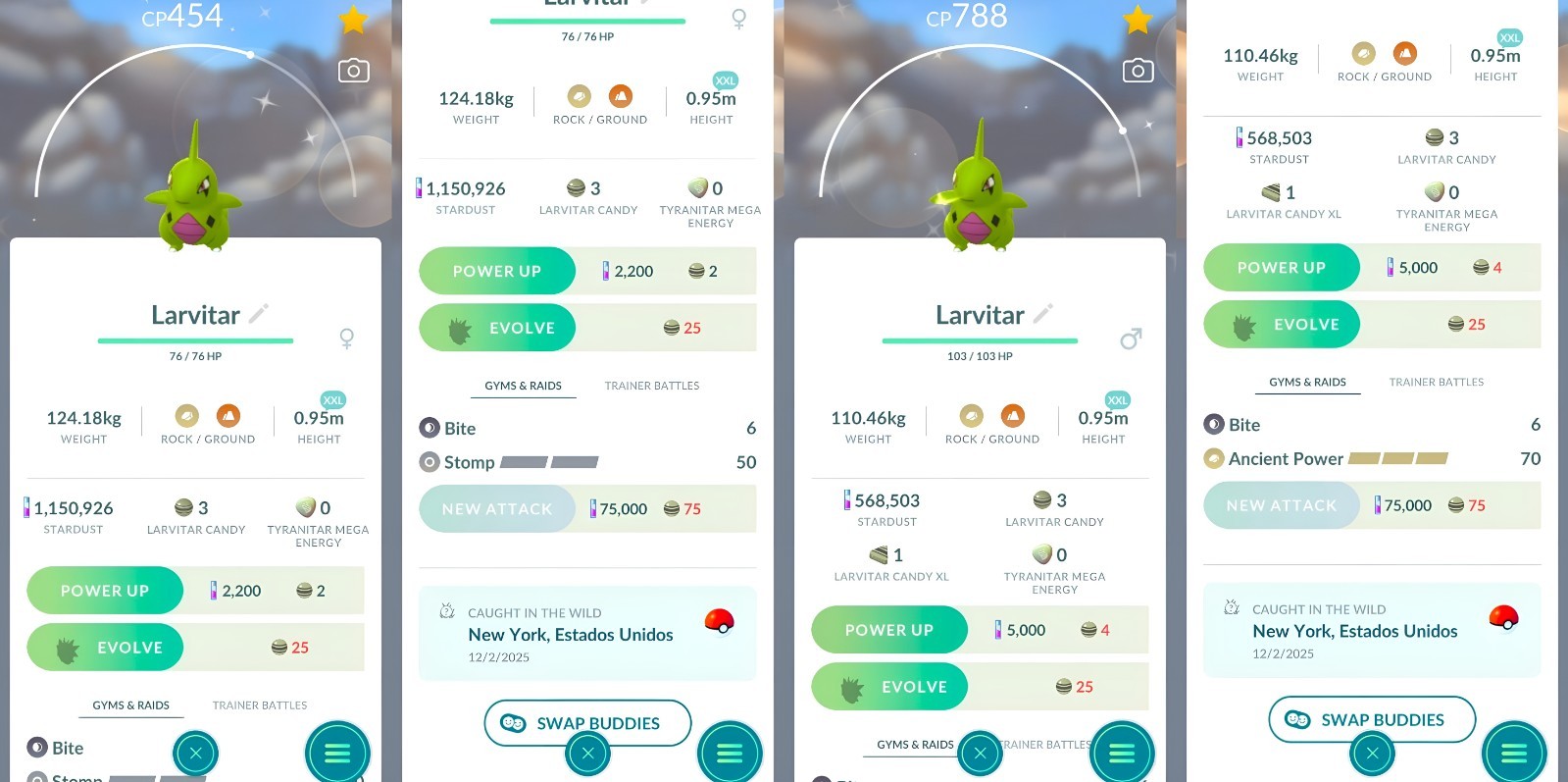 Shiny Larvitar XXL Male, Female | Registered | Tr-de Go✨