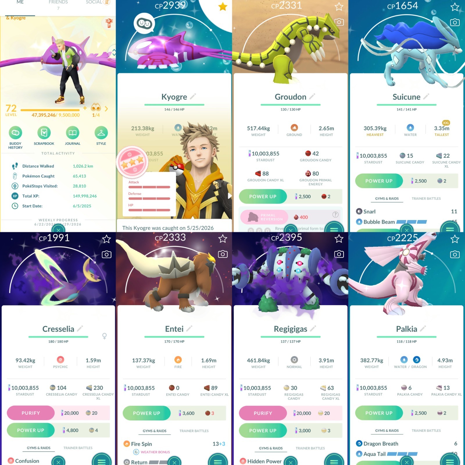 Pokemon Acc Go Lvl 72 223 Legendary /277 Shiny /58 Perfect