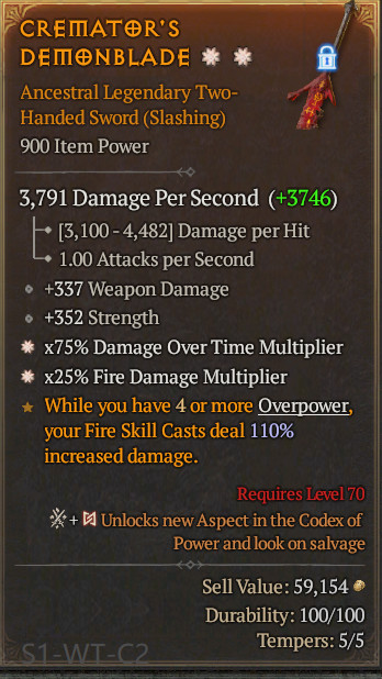 🔥 Diablo 4 Season 14 🔥Ancestral Legendary Two-Handed Sword 1GA/ 4GA