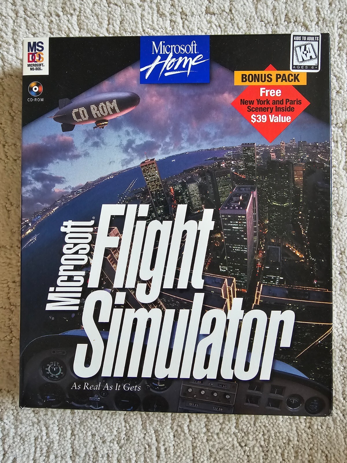 Microsoft Flight Simulator Version 5.1 PC CD MS-DOS 1995 Paris New York Vintage