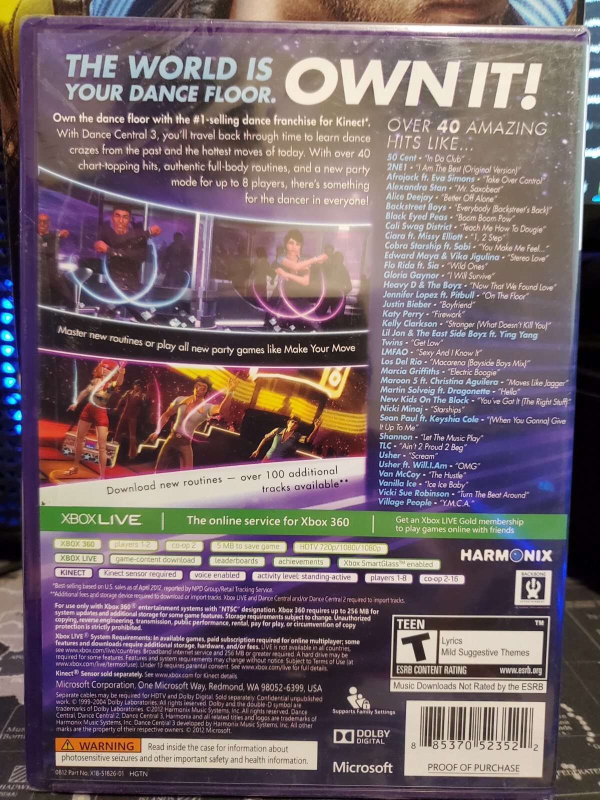Dance Central 3 Microsoft Xbox 360 Harmonix Backbone Dolby Digital FREE SHIP