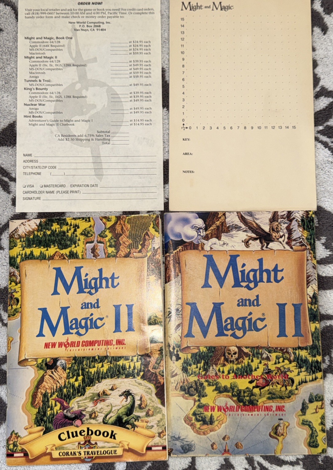 Vintage Apple II RPG 1988 Clue Book,manual Insert Grid Might and Magic II No Dis