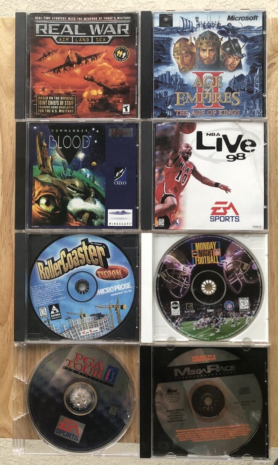 LOT OF 8 VINTAGE PC COMPUTER VIDEO GAMES – REAL WAR, AGE OF EMPIRE II AND MORE