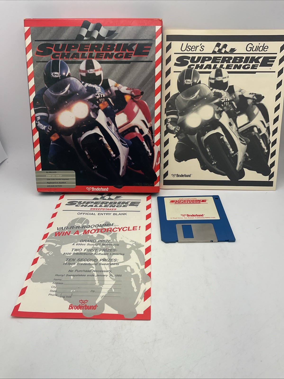 Commodore 64 Big Box Game 5.25 Floppy Disk 1987 Brøderbund Superbike Challenge