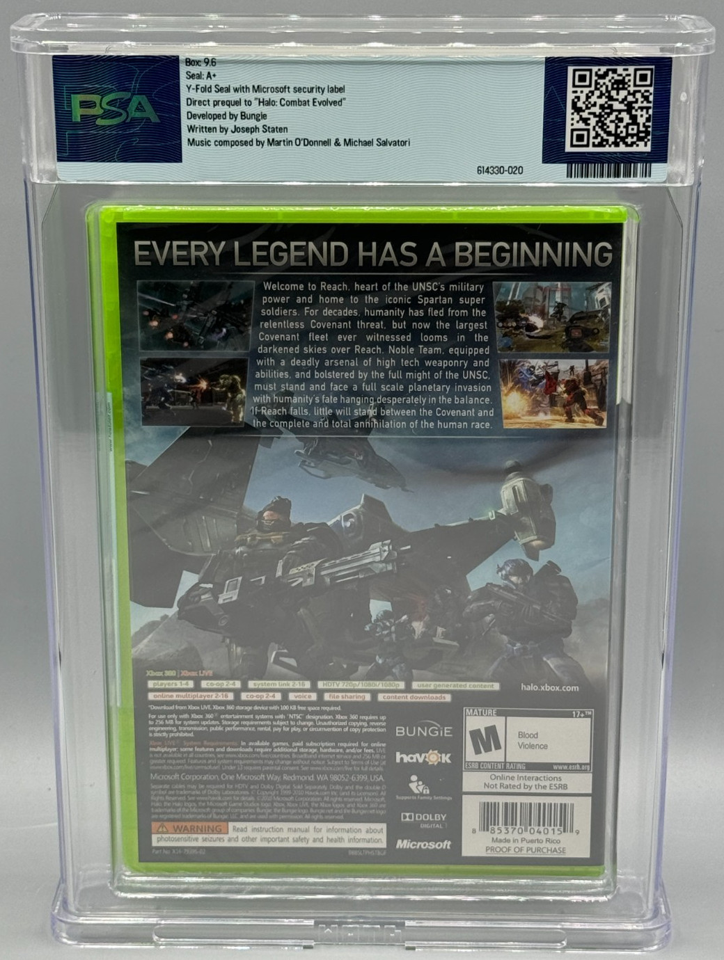 Halo Reach Microsoft Xbox 360 Recon Helmet Sealed New PSA 9.6 A+ Graded Bungie