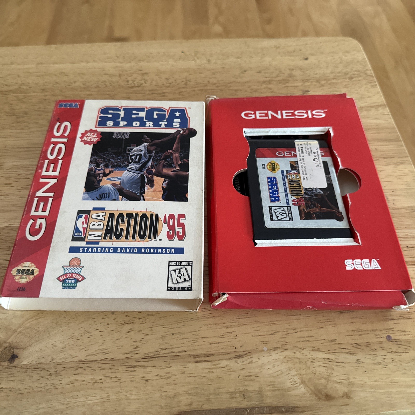 NBA Action ’95 Starring David Robinson (Sega Genesis, 1995) Box, Book & Game