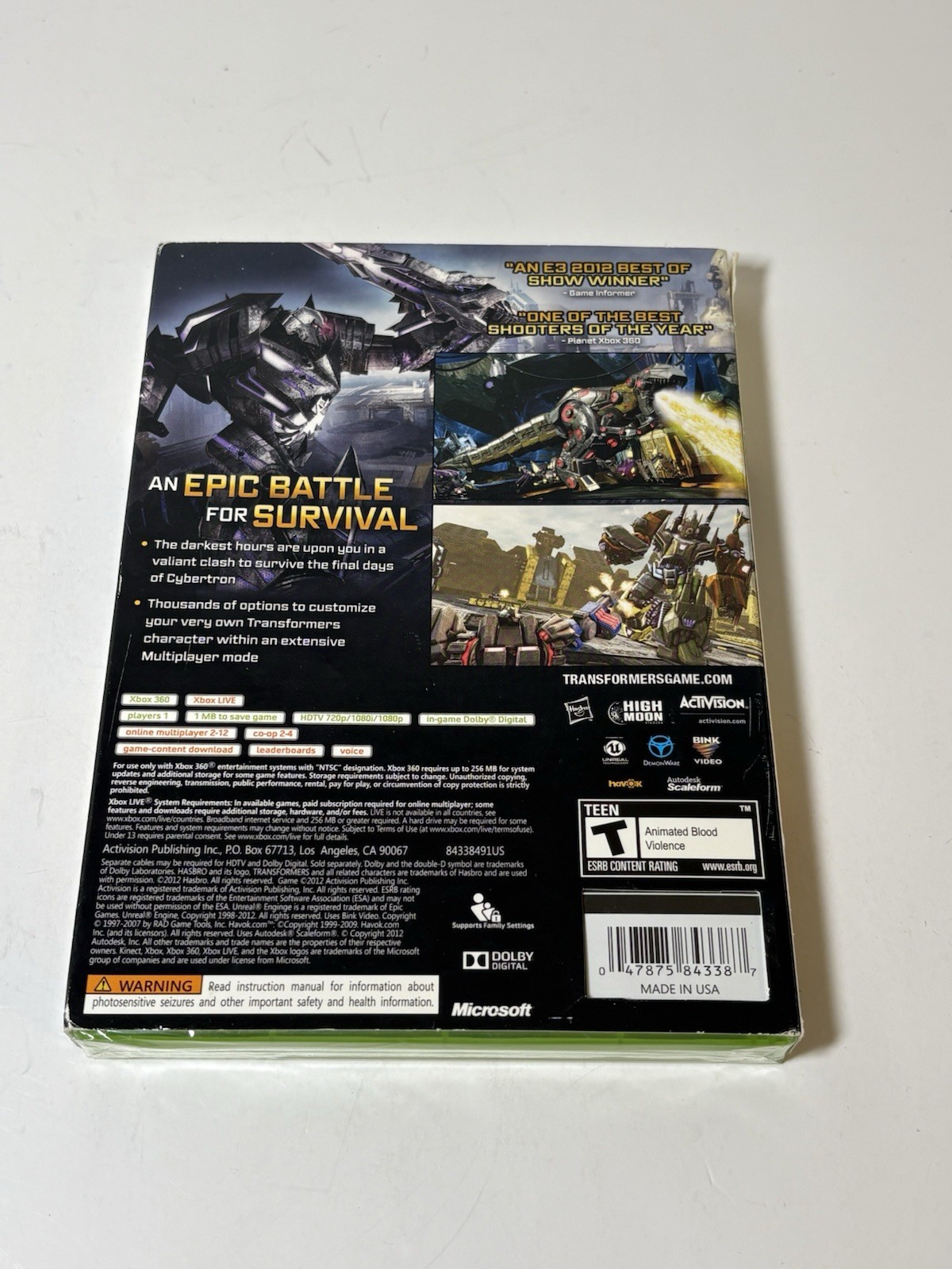 Transformers: Fall of Cybertron (Microsoft Xbox 360, 2012) Factory Sealed