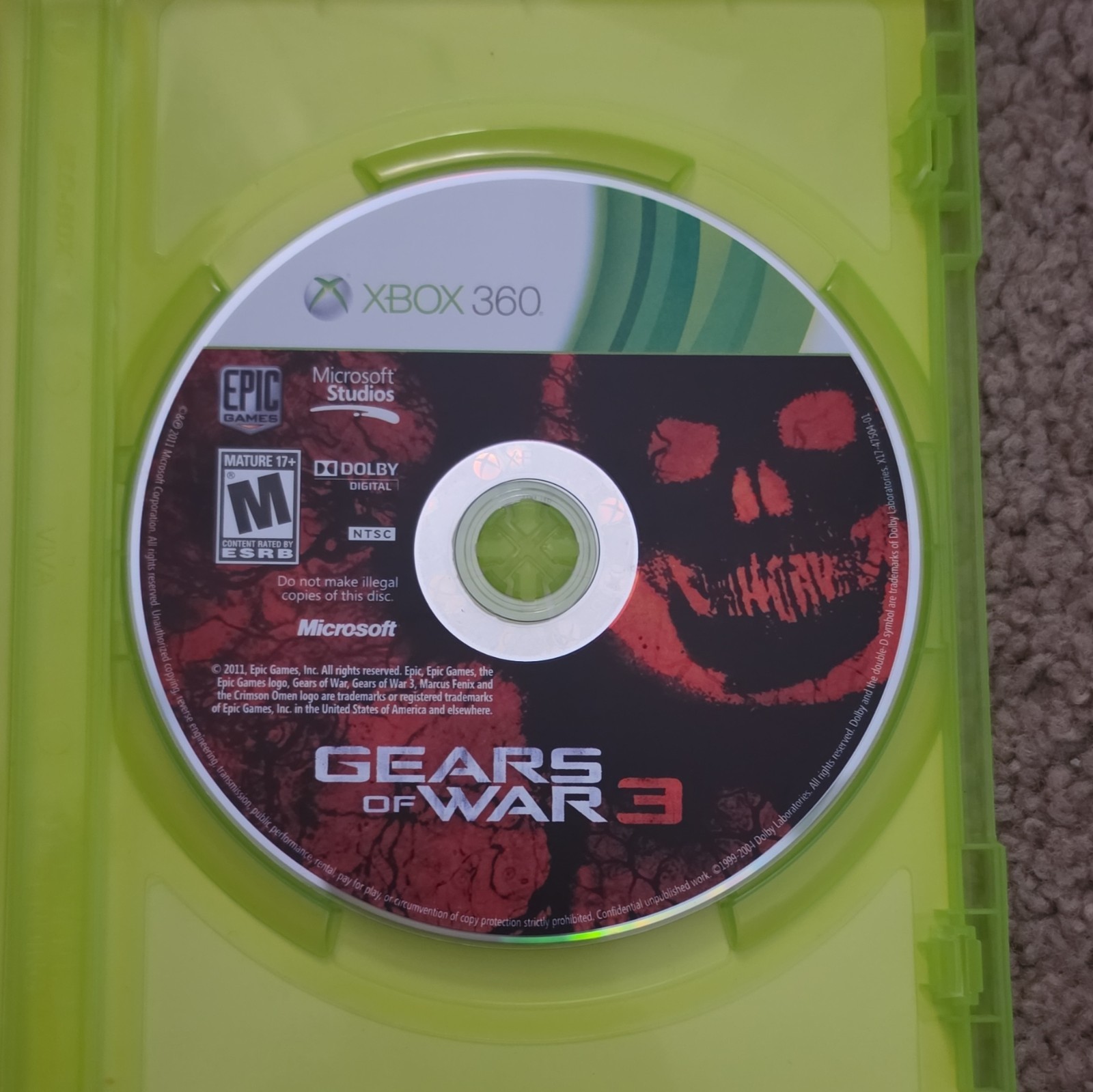 Microsoft Studios Gears of War 3 Xbox 360 2011 M NTSC-U/C Case Manual Inserts