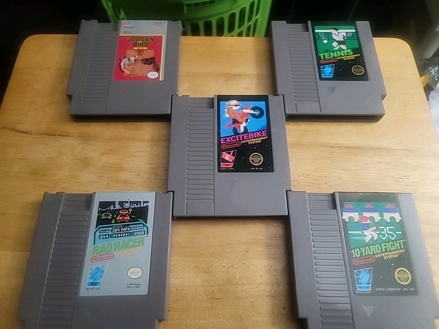 5 NES GAME LOT – Excitebike, Rad Racer, Jordan Vs Bird, 10 Yard Fight, Tennis