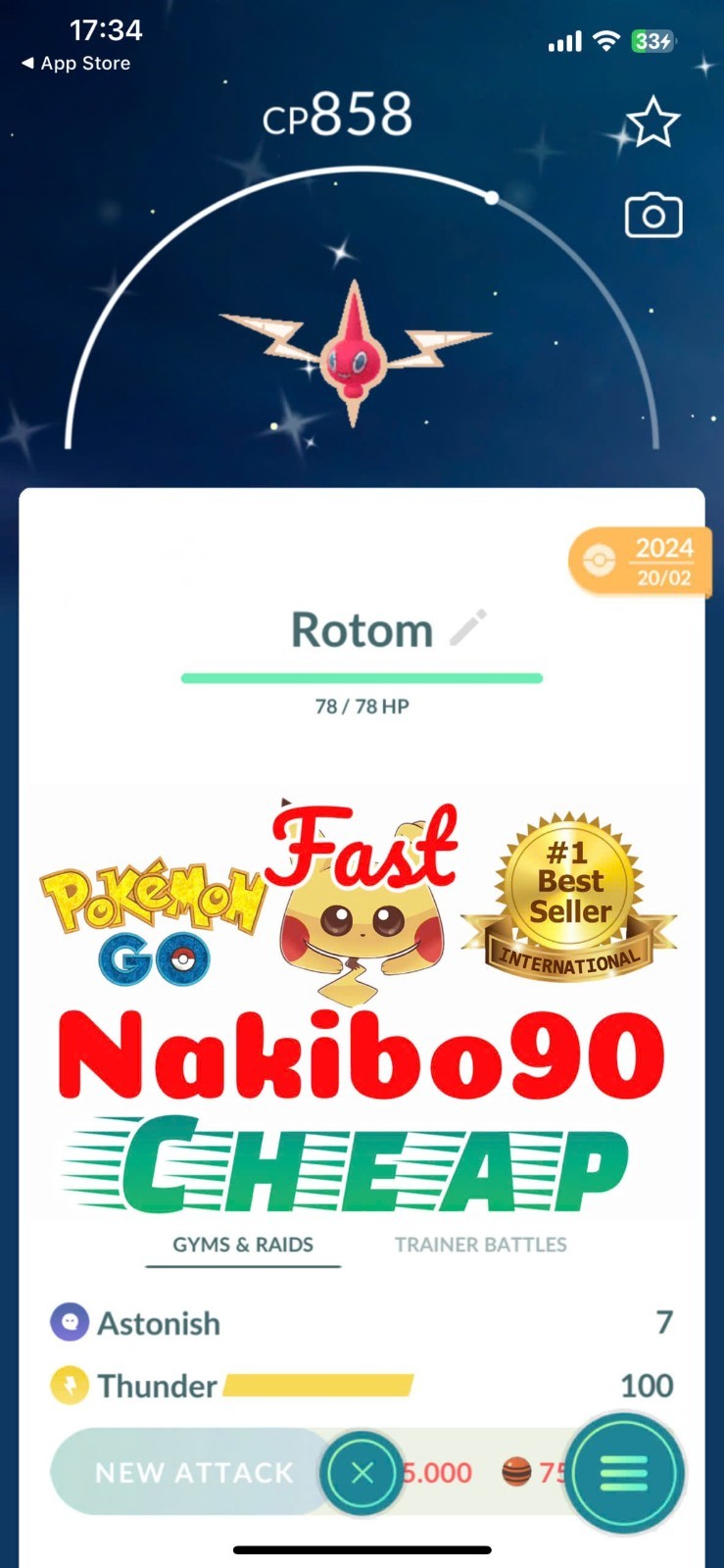 Pokemon✨Shiny Rotom✨P’TC 80kDust✨Read Describe ✨