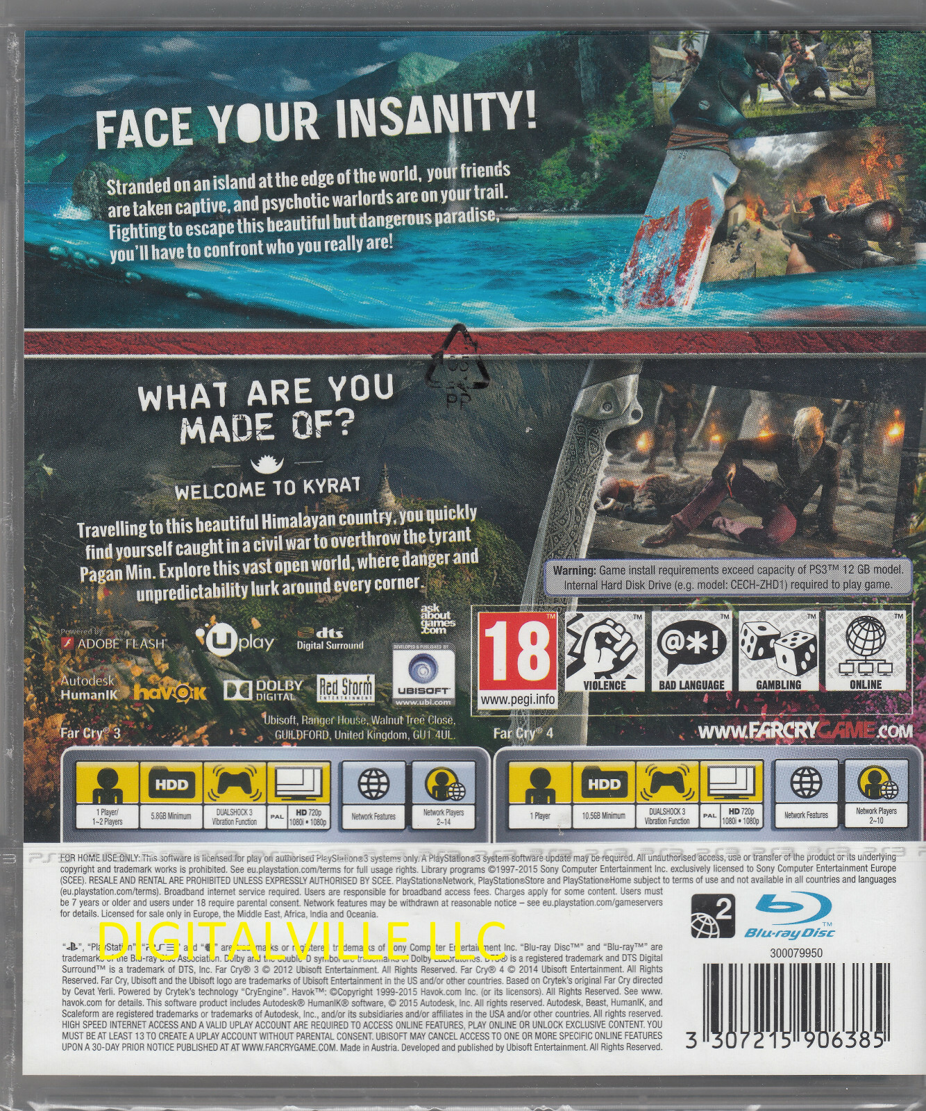 Far Cry 3 and Far Cry 4 PS3 Double Pack Brand New Factory Sealed PlayStation 3