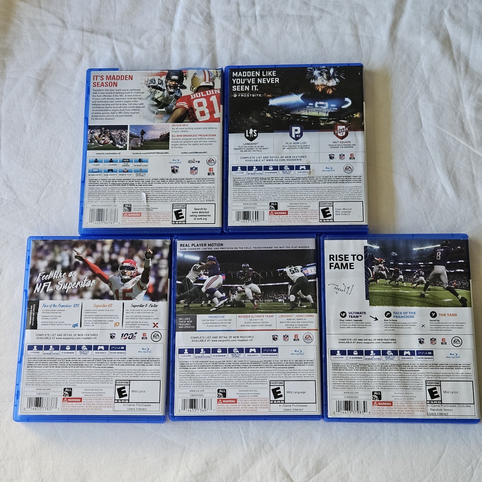 PS4 LOT of 5 Madden NFL 15 18 19 20 21 Football Game Sony PlayStation 4 CIB