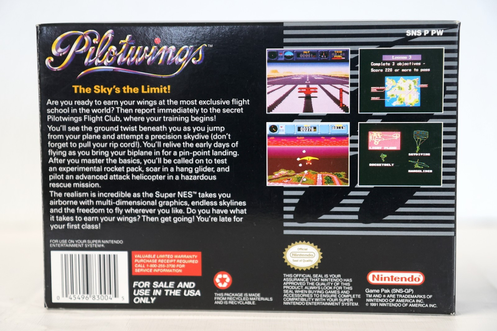 Pilotwings (SNES, 1991) 🌟 CIB with Original Poster & Inserts – Authentic