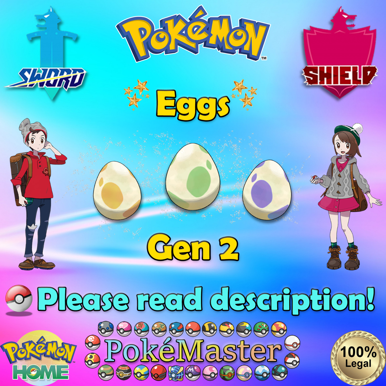 ⚔️Shiny/Non-shiny Gen 2 Eggs 6IV🛡️Pokémon Sword/Shield (💯Legal)