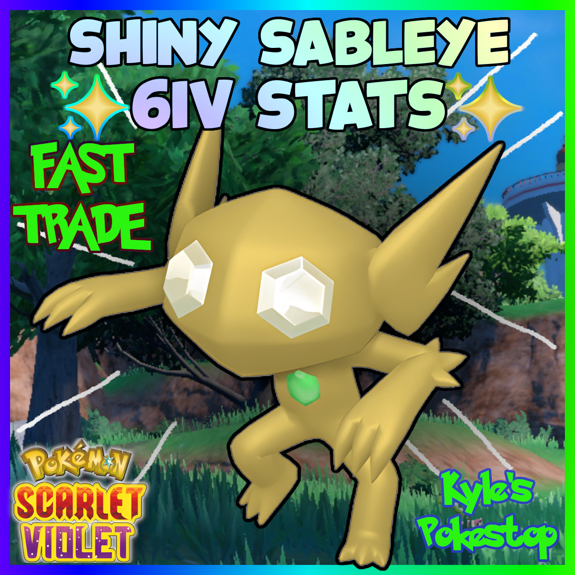 ✨ 6IV SHINY SABLEYE ✨ POKEMON SCARLET & VIOLET EV’D BATTLE READY 🚀 FAST TRADE