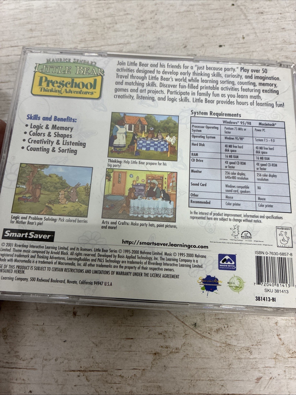 Little Bear Preschool Thinking Adventures (PC CD, 2001) Good Used