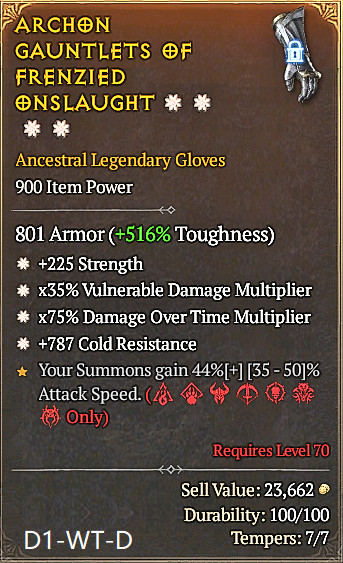 🔥 Diablo 4 Season 14 🔥Ancestral Legendary Gloves 1GA/ 4GA