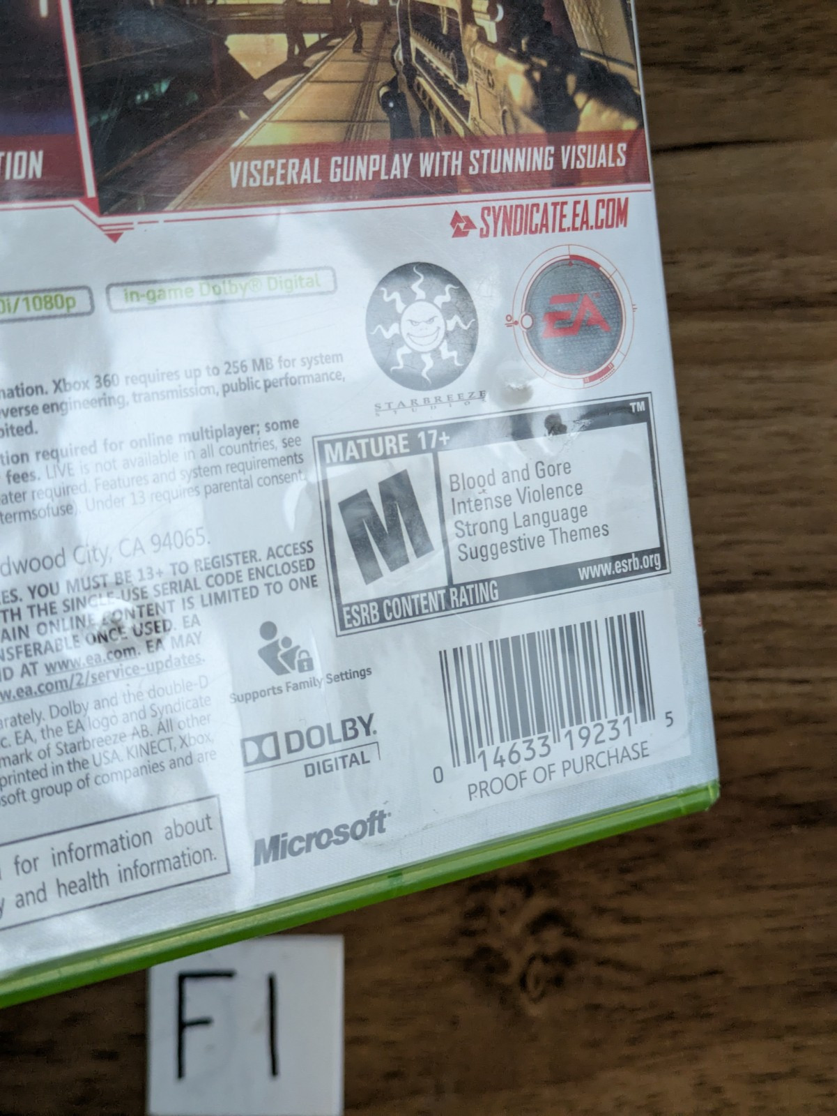 Syndicate (Microsoft Xbox 360, 2012) with Inserts