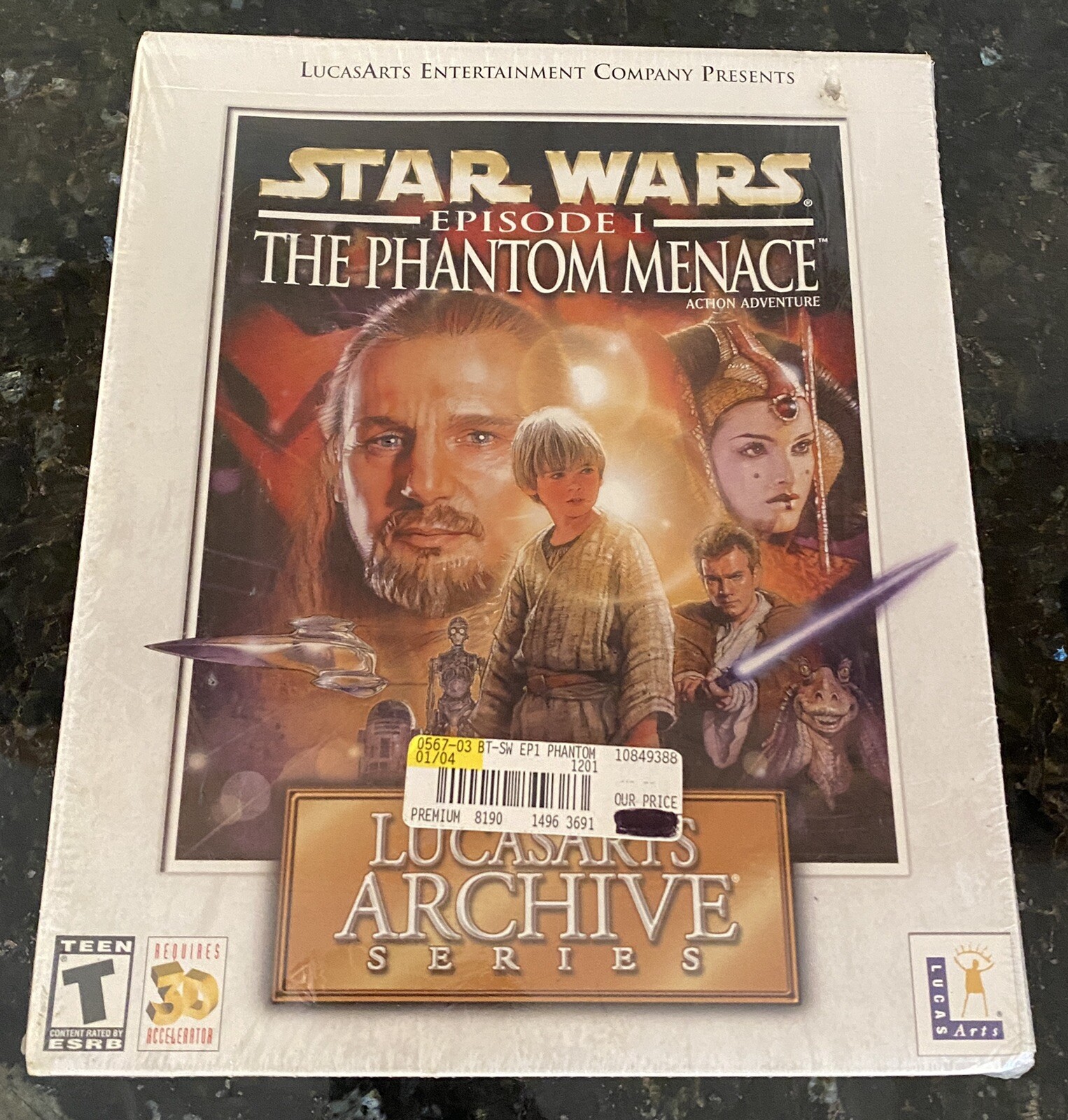 NEW/SEALED (some wear) PC Box – Star Wars The Phantom Menace – LucasArts – 2001