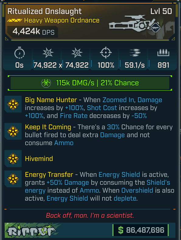 Borderlands 4 • MODDED Ordnance • Onslaught Corr • 0 CD • Lvl 50 • PS PC XBOX