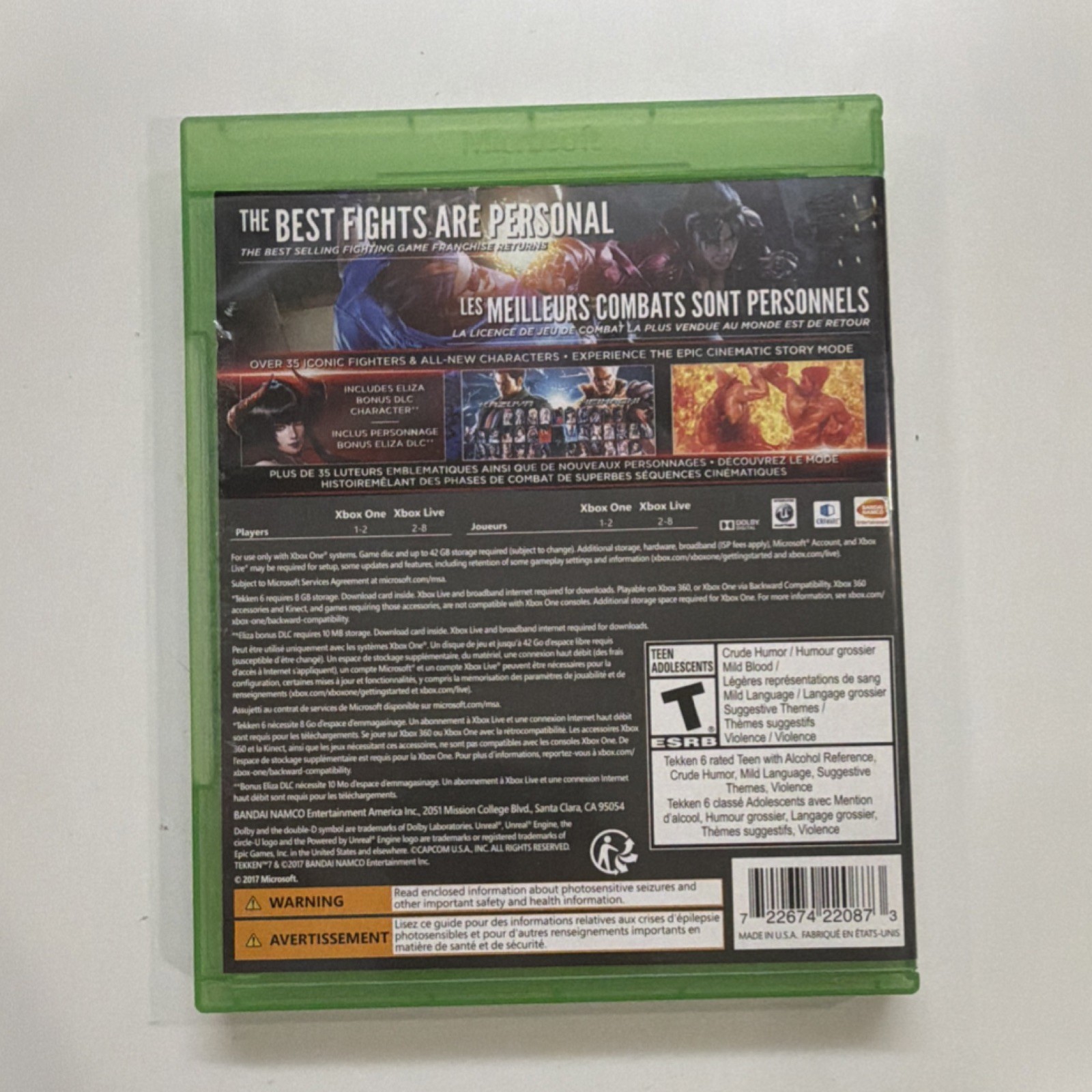 BANDAI NAMCO Tekken 7 Day 1 Edition Xbox One Manual Included Fighting T