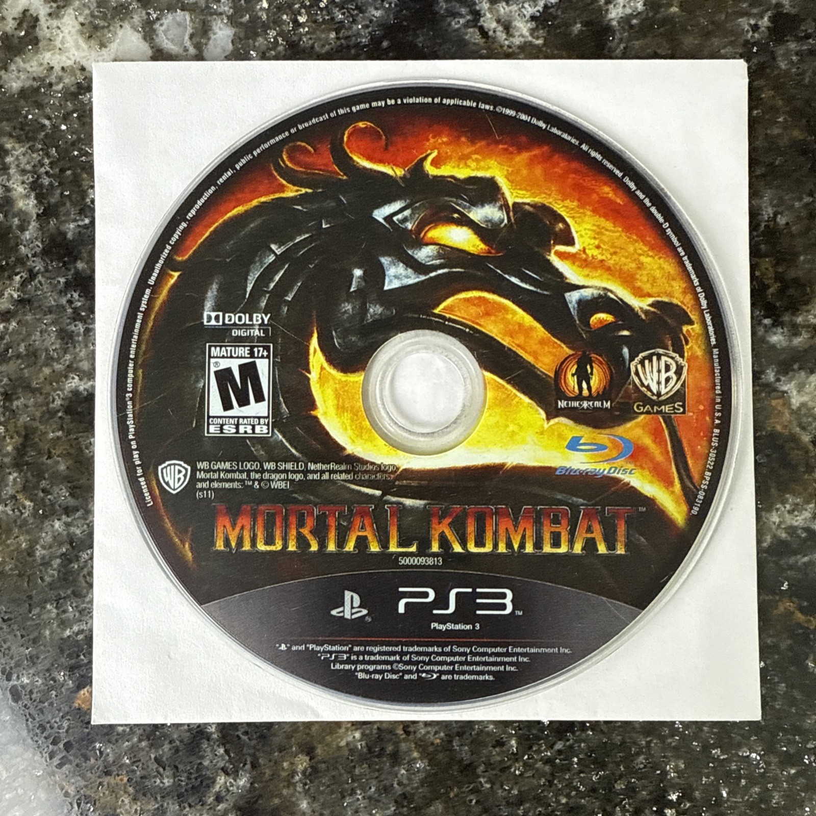 Mortal Kombat (PS3, 2012 Sony PlayStation 3) – Disc Only