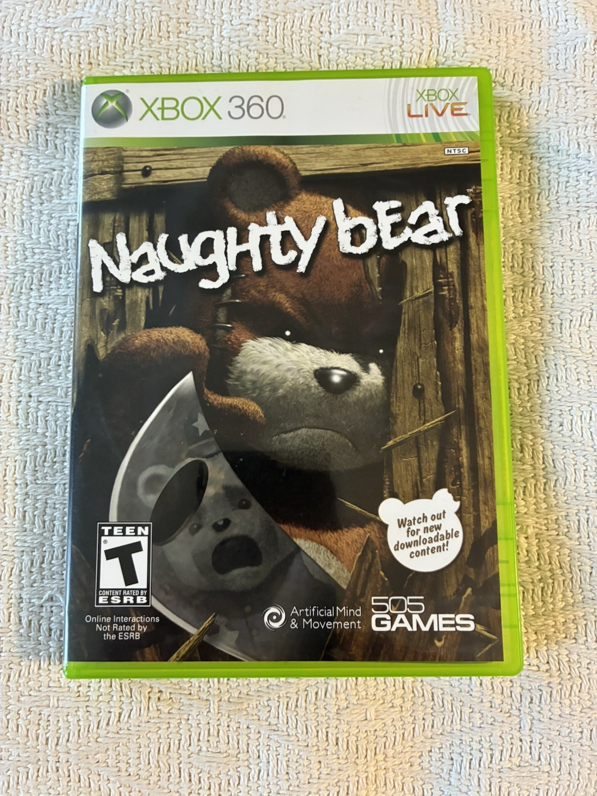 Microsoft Xbox 360 Naughty Bear Game Case Manual 2010 Tested Works