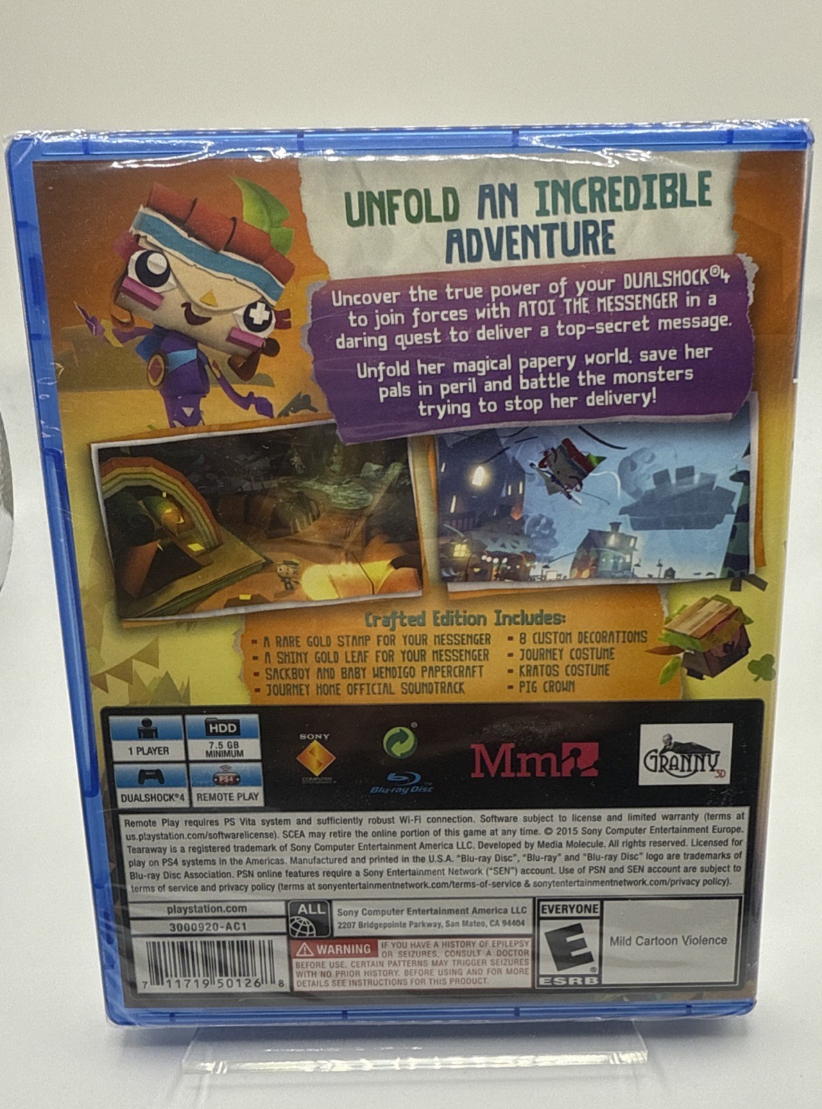 TearAway Unfolded Crafted Edition PlayStation 4 PS4 Brand New Sealed