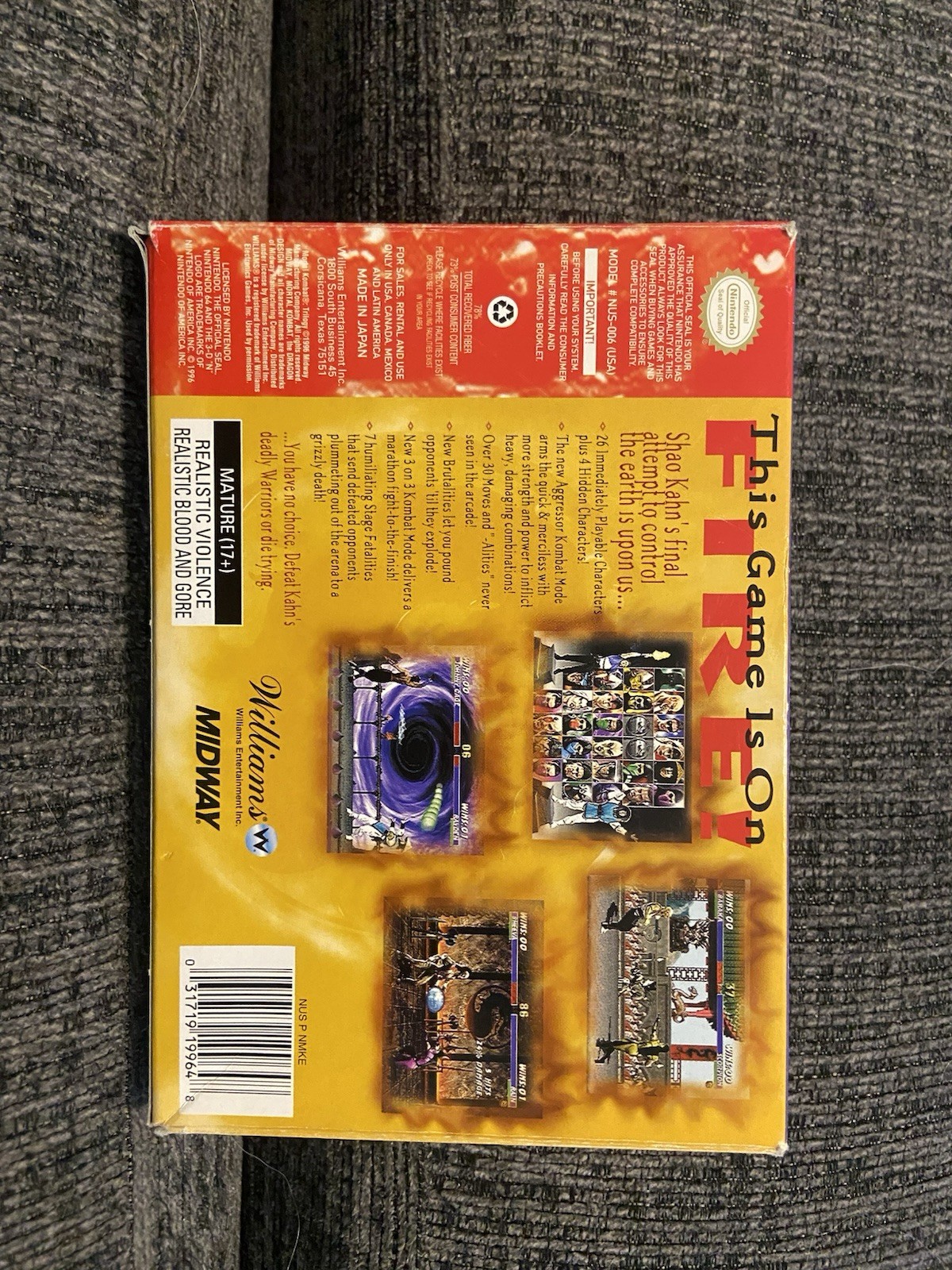 Nintendo 64 Mortal Kombat Trilogy With Box And Manual (used Condition)