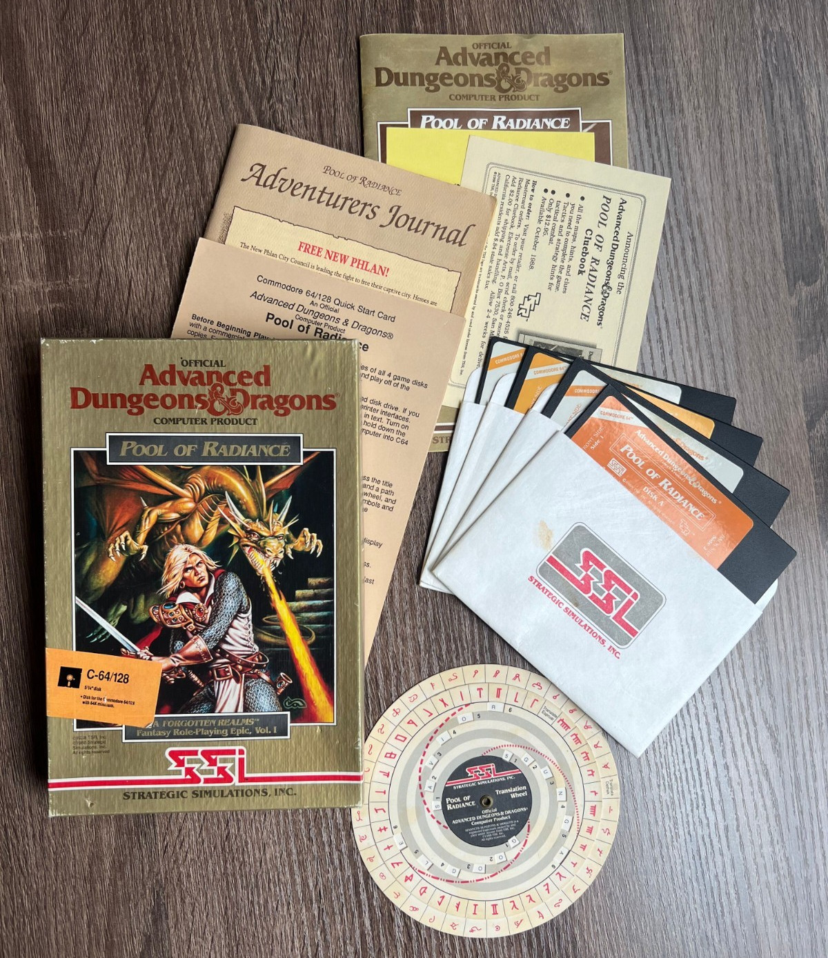 POOL OF RADIANCE C64/128 COMMODORE BIG BOX SSI AD&D 4 DISKS UNTESTED