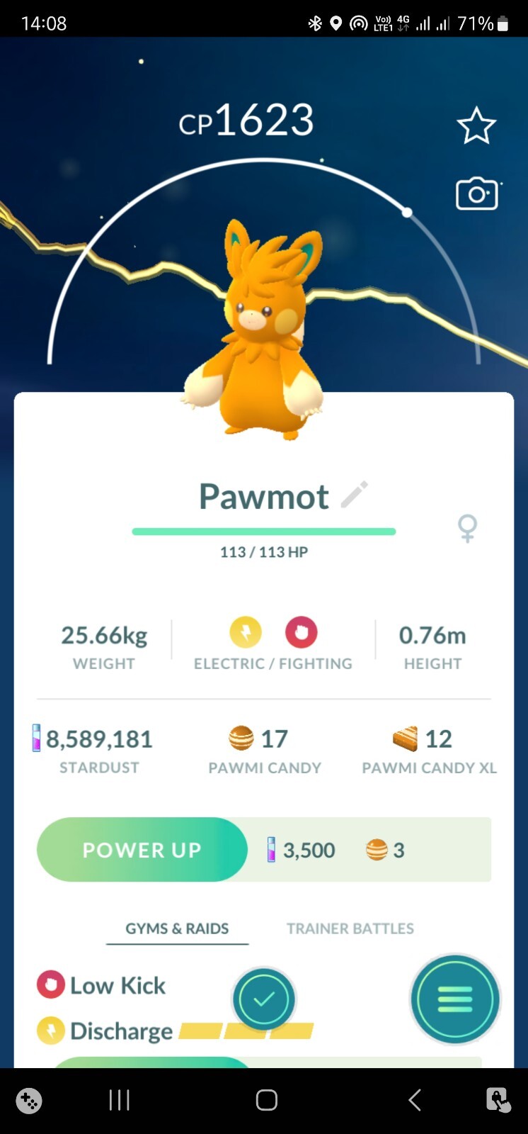 Pawmot ( Pawmi Evolution ) Pokemon Tr@de Go