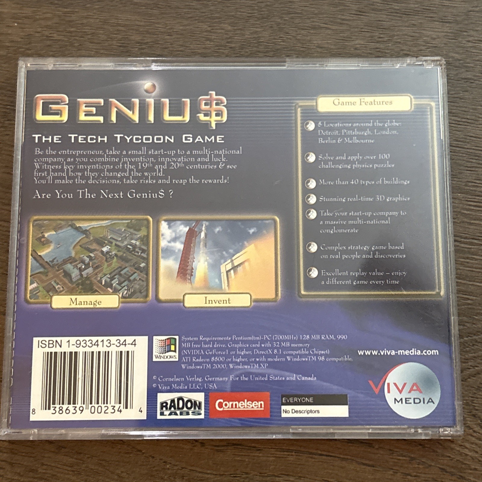 Genius The Tech Tycoon PC CD-ROM Software Video Game for Windows