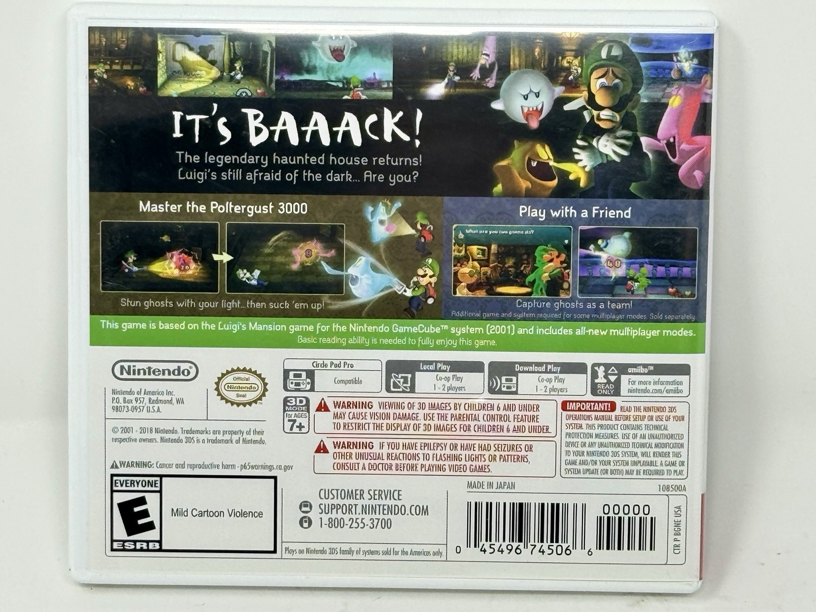 Luigi’s Mansion (Nintendo 3DS, 2018) – Excellent!