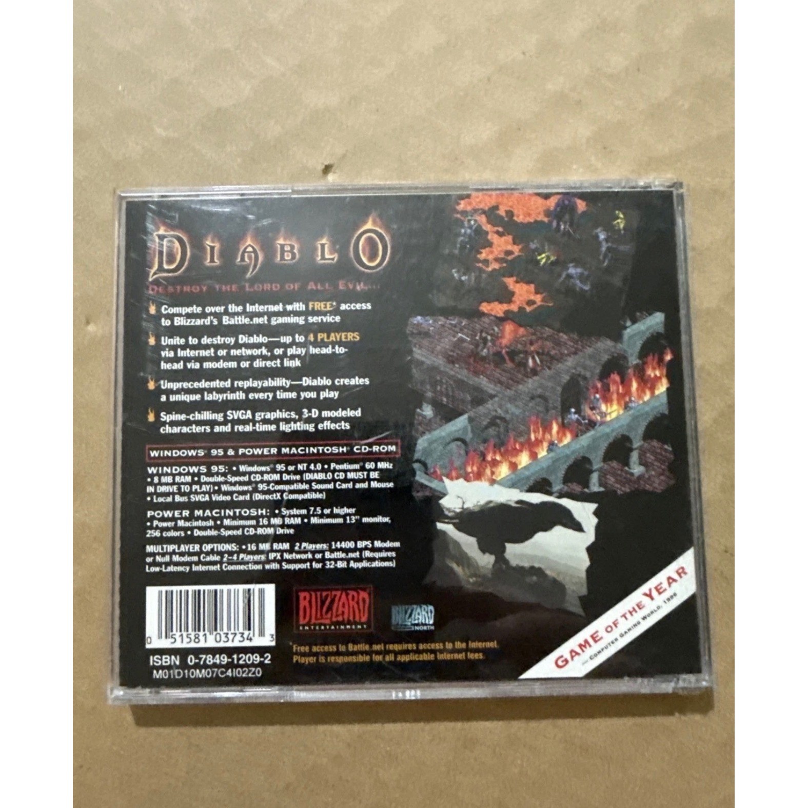 Diablo PC Game 1998 Blizzard Entertainment Windows 95 Mac CD-ROM Jewel Case