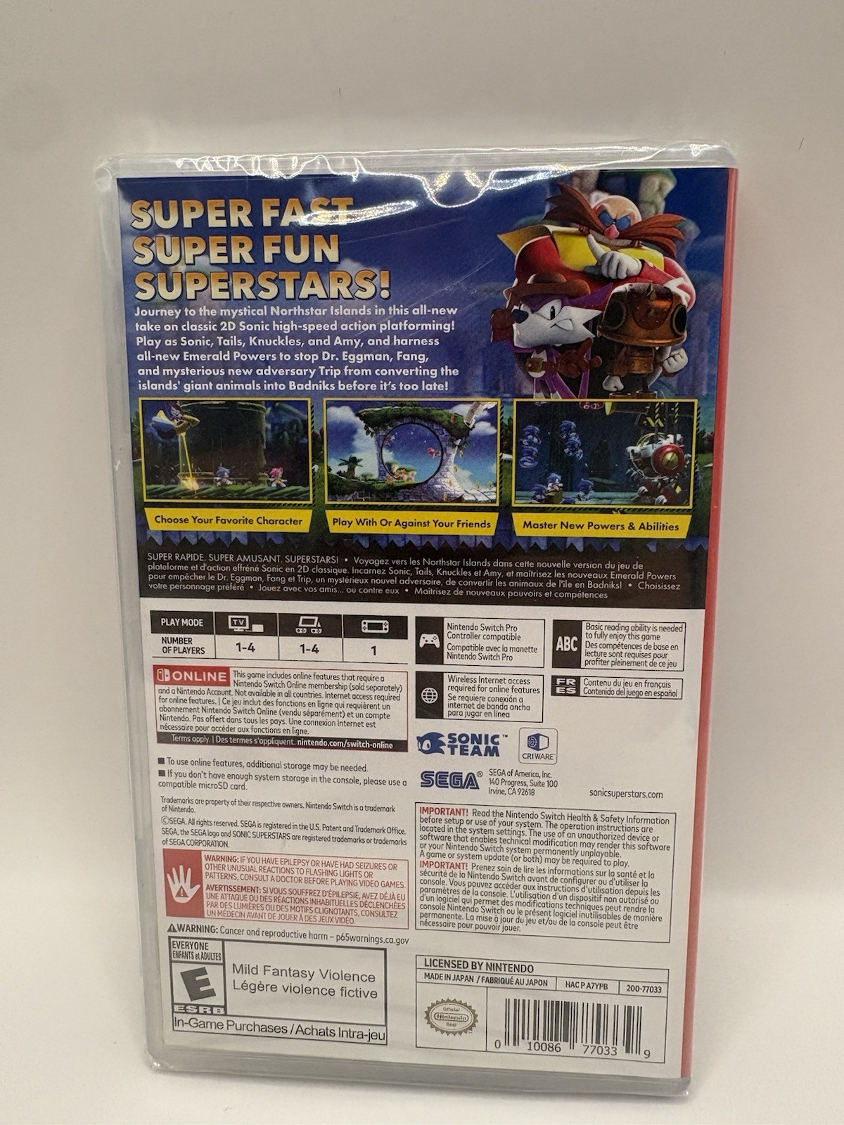 Sonic Superstars Nintendo Switch Sealed Sega 2023 Sonic Team Rated E Knuckles