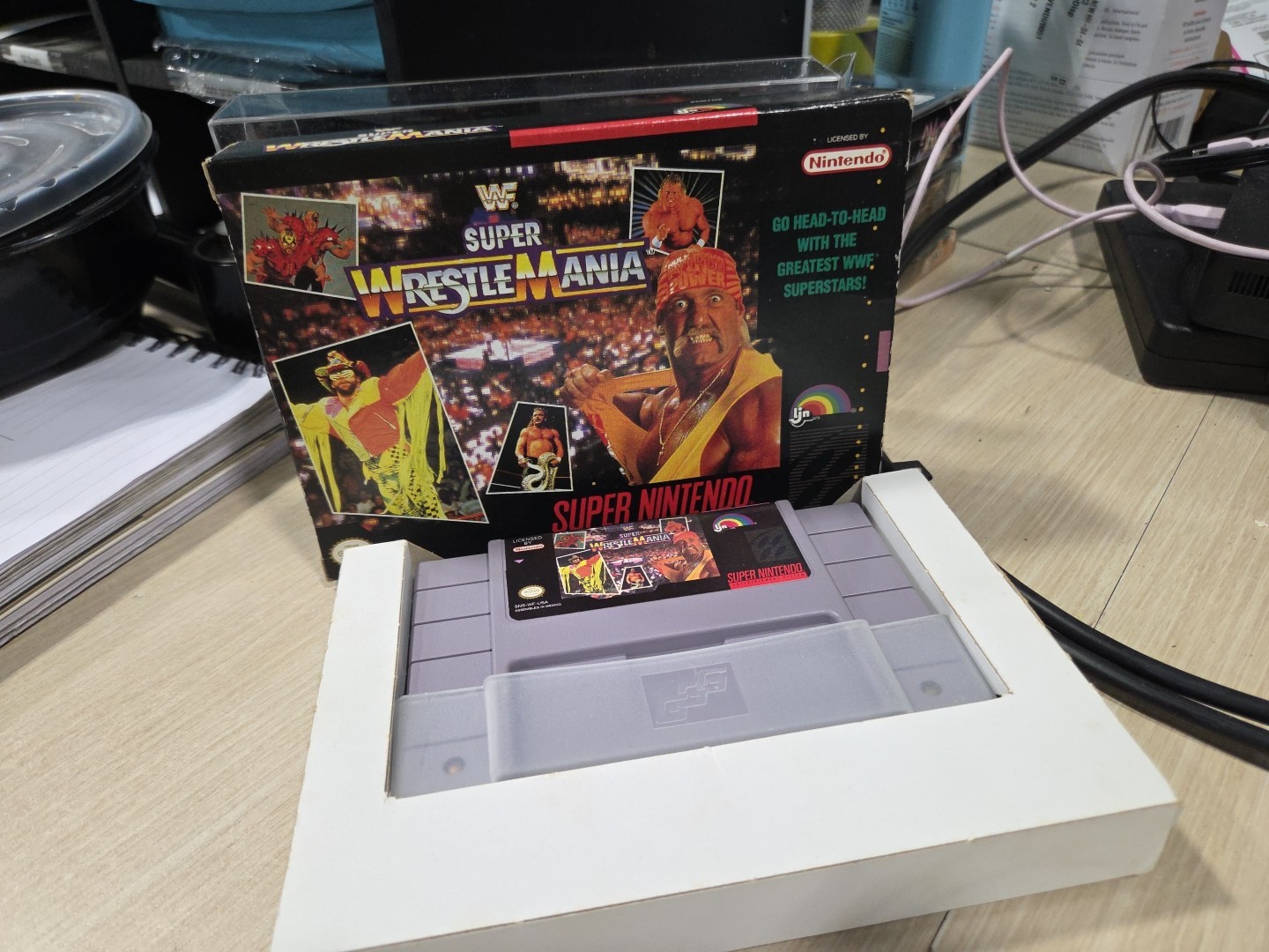 WWF Super Wrestlemania (SNES, 1992) Game And Box