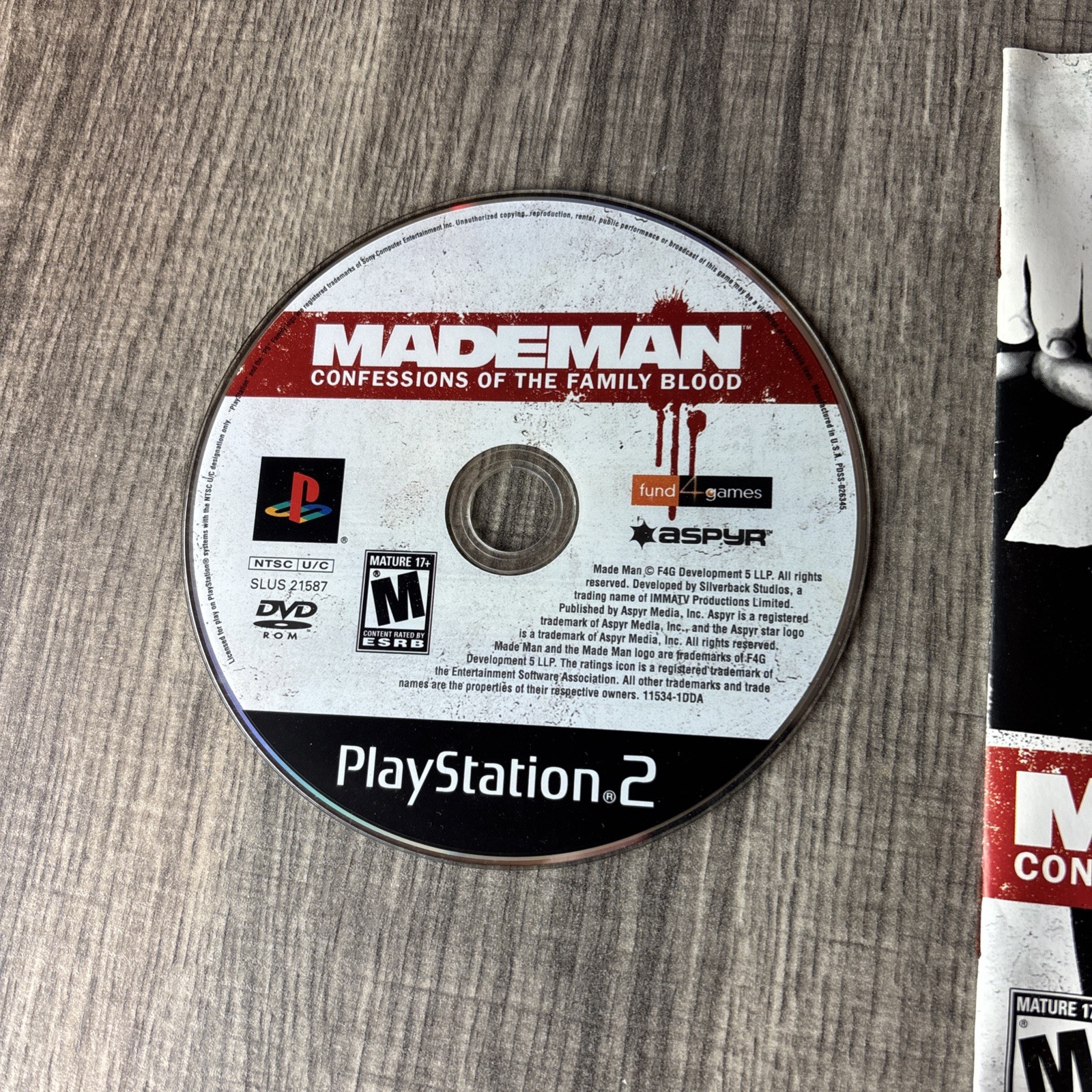 Made Man (Sony PlayStation 2, 2007) PS2 With Manual And Disc Only Tested Working